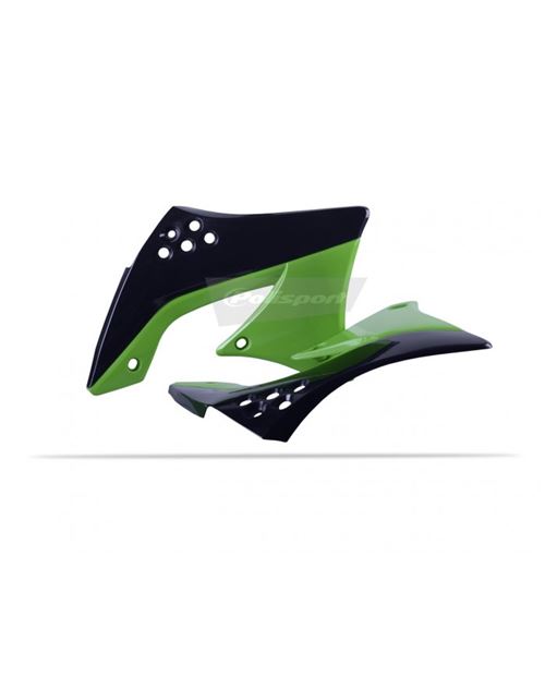 Ouïes de Radiateur POLISPORT Type Origine Noir / Vert - Kawasaki 450 - Image 2