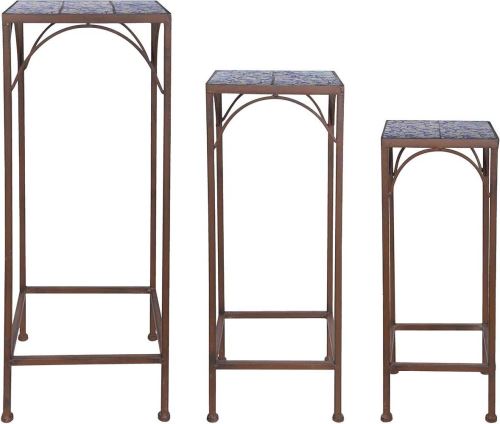 Esschert Design - Sellettes en céramique et fer forgé (Lot de 3)