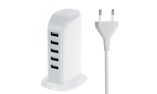 Hub de chargement 5 prises USB ultra puissant 6 Ampères blanc