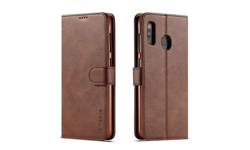 Etui type portefeuille pour Galaxy-A20 marron gamme LC.IMEEKE