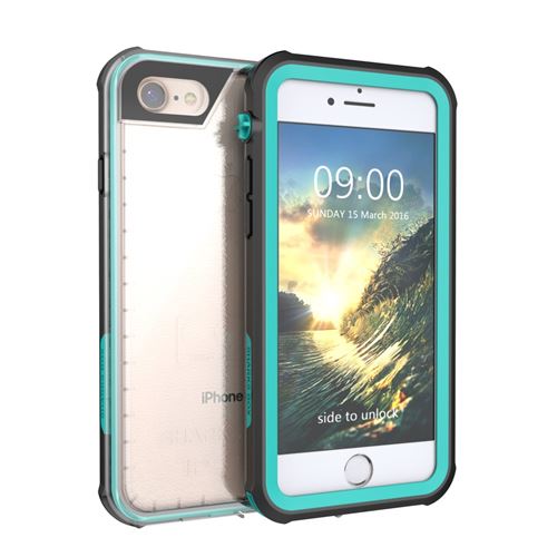 Coque en TPU imperméable anti-poussière/saleté/néige cyan pour votre Apple iPhone 8/7 4.7 inch