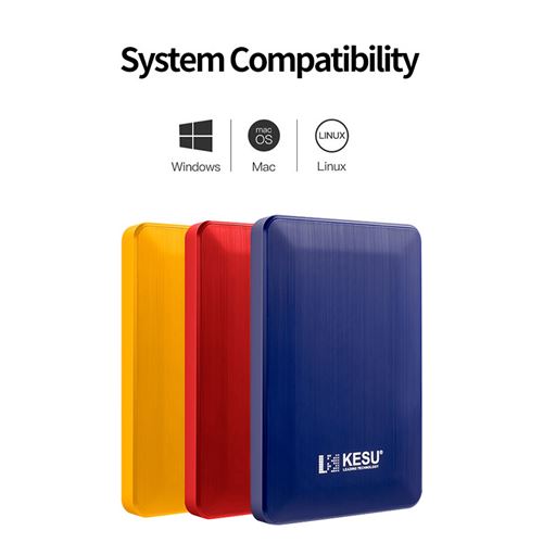 16€08 sur Disque dur externe KESU-2518 Portable 1 To , 2.5 , compatible PC,  Mac,PS4, Xbox One - Rouge - Disques durs externes - Achat & prix