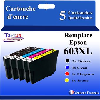 T3AZUR - 5x Cartouches compatibles avec Epson WorkForce WF-2840 DWF, WF-2845 DWF, WF-2850 DWF, WF-2870 DWF - 1