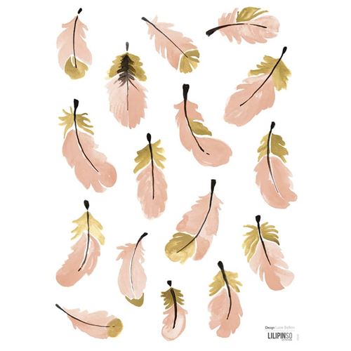 Stickers enfant Plumes Roses Lilipinso