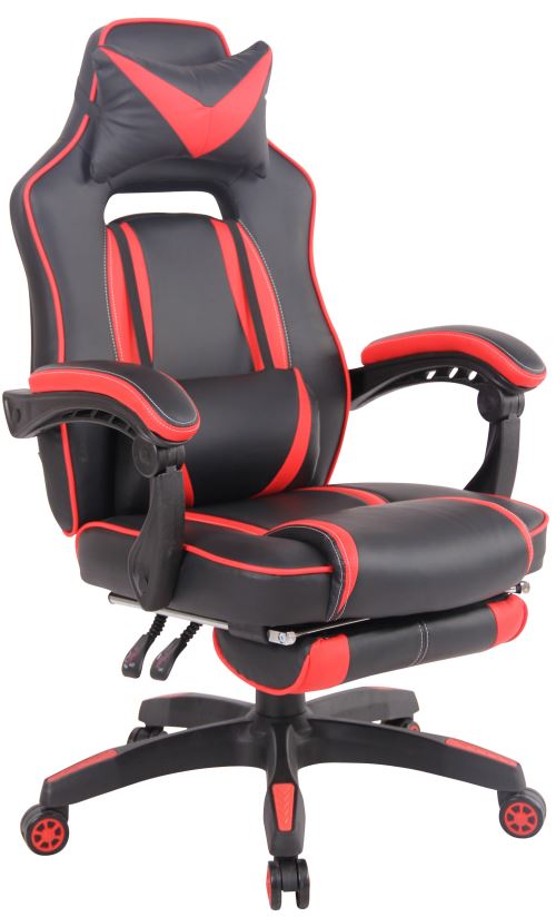 Fauteuil de bureau Heat en Similicuir - chaise de bureau inclinable, Hauteur réglable, Pivotante - Couleur Noir/Rouge