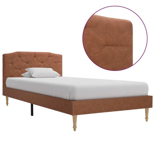 Cadre de lit Marron Tissu 90 x 200 cm