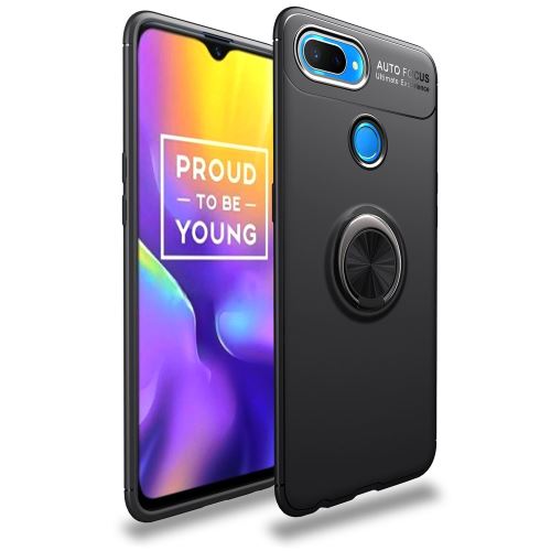 Coque en TPU béquille anneau de doigt tout noir pour votre Oppo U1