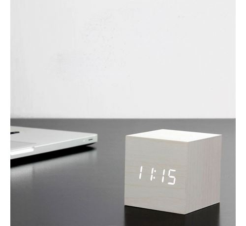 Réveil Gingko cube Click Clock Blanc