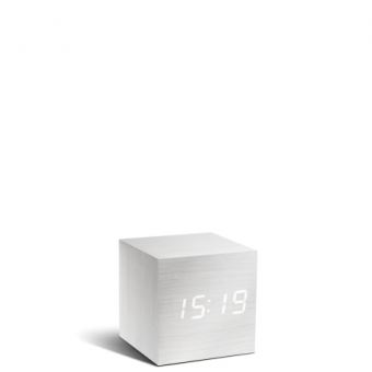 Réveil Gingko cube Click Clock Blanc