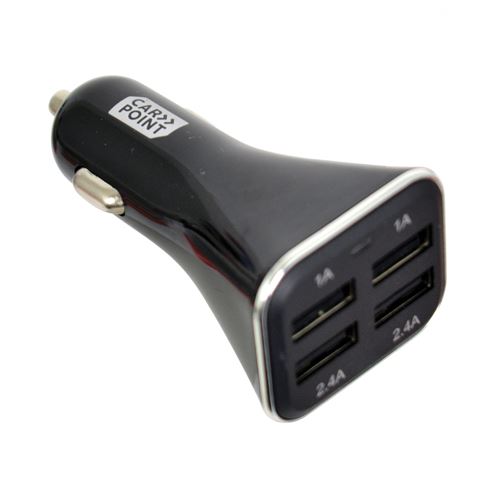 Carpoint chargeur de voiture USB quadruple 12/24V 1/2,4A noir