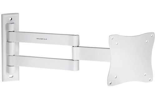 ProperAV Support mural robuste bras pivotant pour TV 19 28, VESA max de 100x100, Blanc