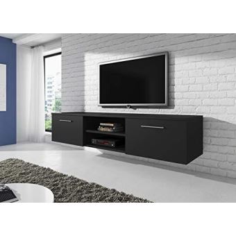 Ameublement Et Decoration E Com Vegas Meuble Tv Suspendu Noir Mat 150 Cm Audio Video Ameublement Et Decoration