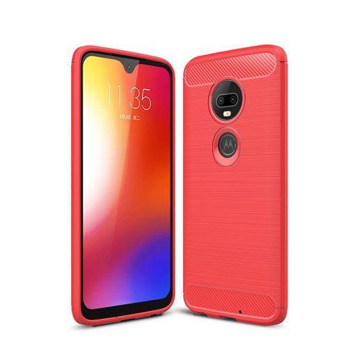 Coque en TPU en fibre de carbone rouge pour votre Motorola Moto G7