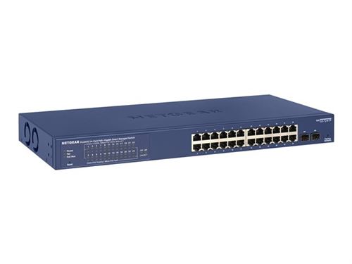 NETGEAR Smart GS724TPv2 - Commutateur - intelligent - 24 x 10/100/1000 (PoE+) + 2 x 1000 Base-X SFP (liaison montante) - Montable sur rack - PoE+ (190