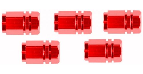Race Sport Bouchons de valve à Hexagon rouge aluminium AV 5 pièces