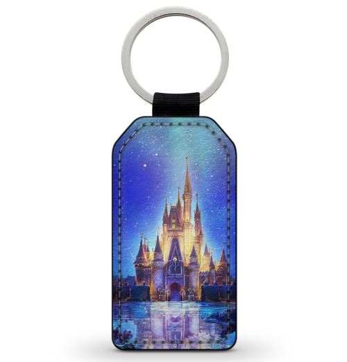 Porte-Cle Noir en Simili Cuir Leather Disneyland Chateau Castle