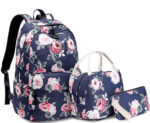 Sac à Dos Femme Cartable Scolaire Collège Fille Sac à Dos Casual pour Ordinateur Portable 3 en 1 Sac à Dos Scolaire + Sac à Lunch