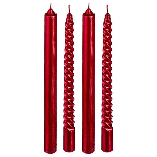 Non Communiqué Rouge Féérie Lights & Christmas - 4 Bougies Bâtons Design Noël Colorama - 5,5 H - Colorama