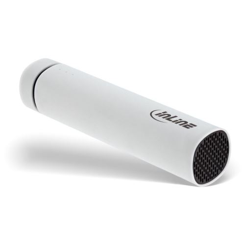 Banque de sons USB InLine® PowerBank 2.200mAh avec haut-parleur et indicateur DEL, blanc
