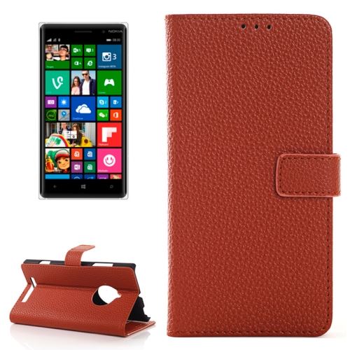Nokia Lumia 830 Housse Etui Cuir PU Texture Litchi Marron ALS54756