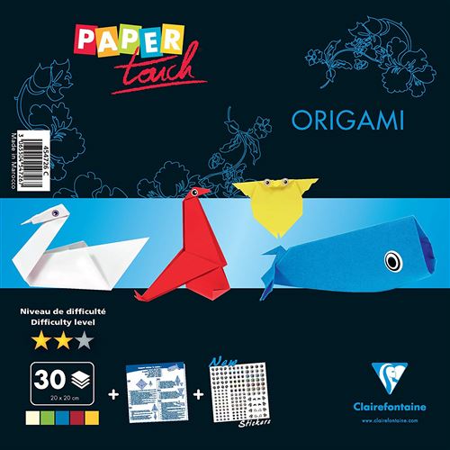 Clairefontaine 454726C Kit origami Perfectionnement 20x20cm 30 feuilles assorties