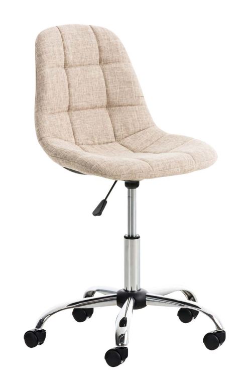 Chaise de Bureau Emil en Tissu avec Piètement en Métal chromé - Couleur Crème