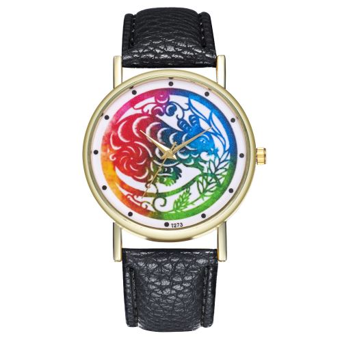 Montre de sport pour homme avec bracelet en cuir et quartz T273-Anoir
