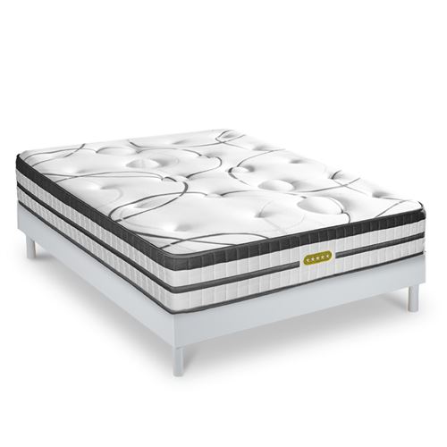 Ensemble Matelas &agrave; Ressorts ensach&eacute;s et sommier blanc 160x200