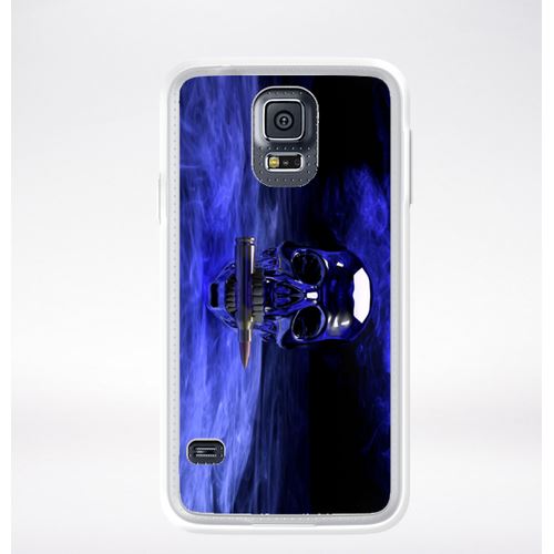 Coque Blue Skull Compatible Samsung Galaxy S5 Transparent