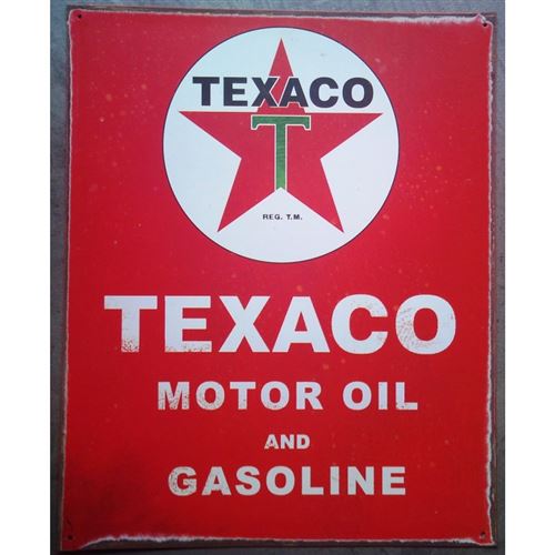 plaque texaco motor oil rouge affiche tole pub usa deco loft