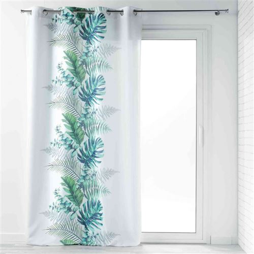 rideau a oeillets 140 x 260 cm polyester imprime tropical chic