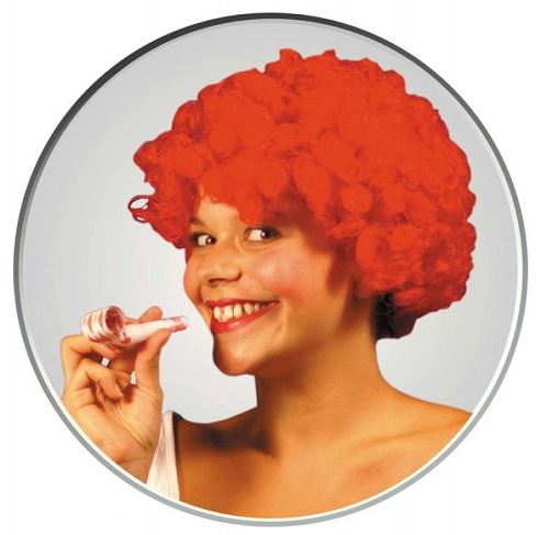 Perruque adulte pop boucles rouge - afro clown 80s carnaval - accessoire fetes