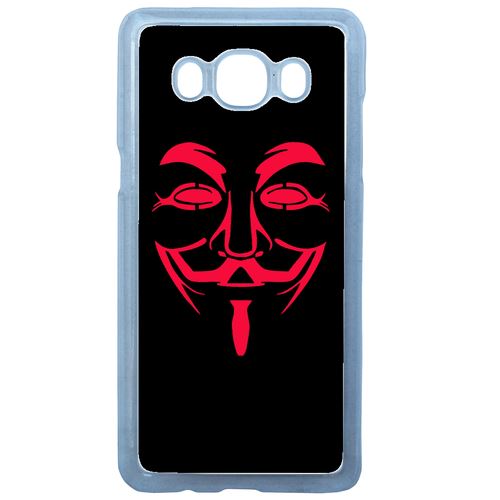 Coque Anonymous Noir Et Rouge Compatible Galaxy J7 2016 Transparent