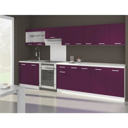 ULTRA Cuisine complete avec plan de travail L 3m20 - Aubergine mat