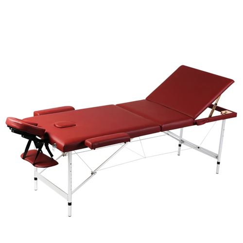 Inklapbare massagetafel 3 zones met aluminium frame (rood)
