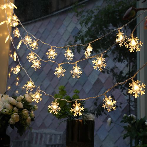 Guirlande Lumineuse 4M LED avec 40 LED Flocon de neige pour Noël Soirée Maison Jardin, Blanc Chaud [Batterie alimenté]