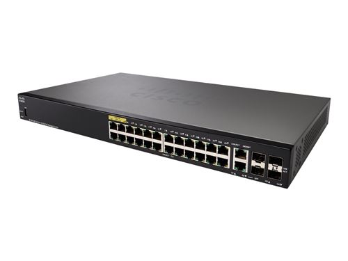 CISCO SF350-24P Géré L2/L3 Fast Ethernet (10/100) Connexion Ethernet, supportant l'alimentation via ce port (PoE) Noir