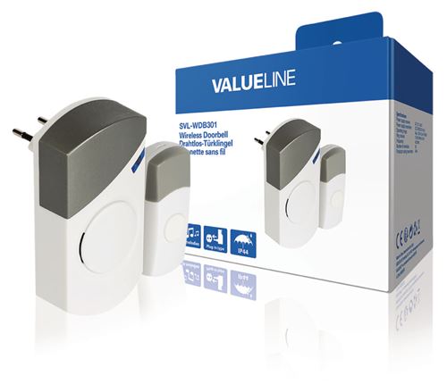 Sonnette Sans Fil Valueline SVL-WDB301 Avec 36 Mélodies Différentes Ac Blanc