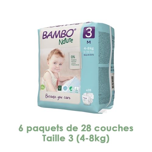 Couches Bambo Nature Midi T3 4/8 kg - 6 paquets de 28