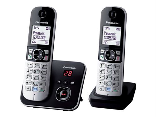 Panasonic KX-TG6822 - téléphone sans fil - système de répondeur avec ID d'appelant + combiné supplémentaire