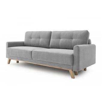 Bobochic Canapé Droit Convertible Avec Coffre Balio Gris Clair