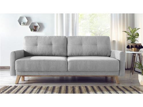Bobochic Canapé Droit Convertible Avec Coffre Balio Gris Clair