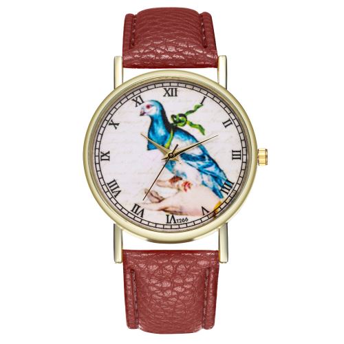 Dames de pigeon messenger classique authentiques regarder la tendance de l'horloge à quartz femelle T266-Acafé