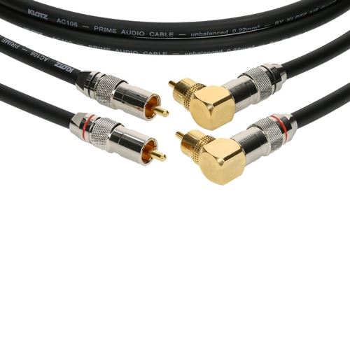 Klotz ALPA006 câble 2 x RCA mâle droit - 2 x RCA mâle coudé - 60 cm