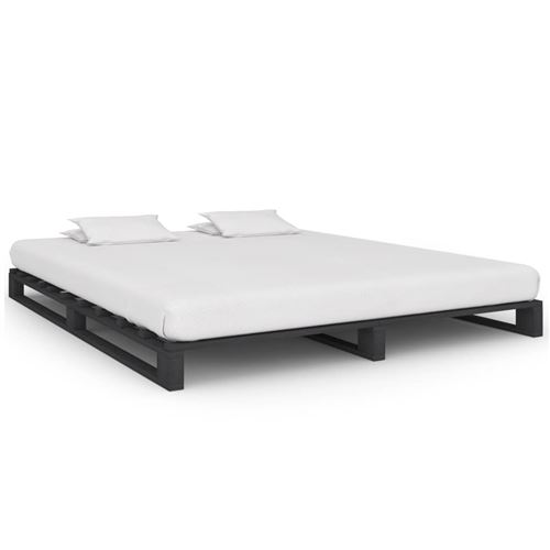 vidaXL Bedframe pallet massief grenenhout grijs 180x200 cm