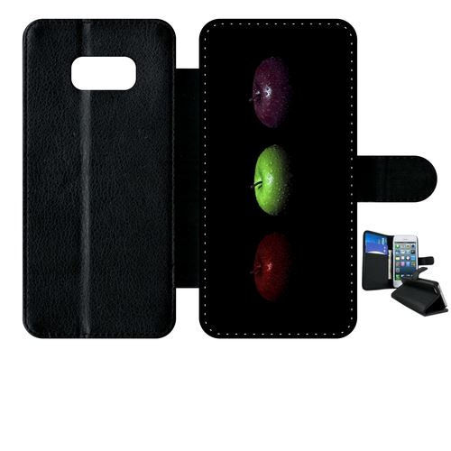 Etui À Rabat Samsung Galaxy S8+ Plus Trio De Pommes Fond Noir