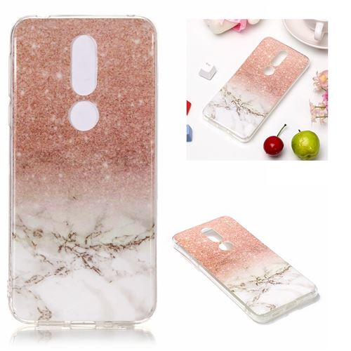 Coque en TPU motif marbré imprimé en marbre souple or rose/blanc pour votre Nokia 7.1