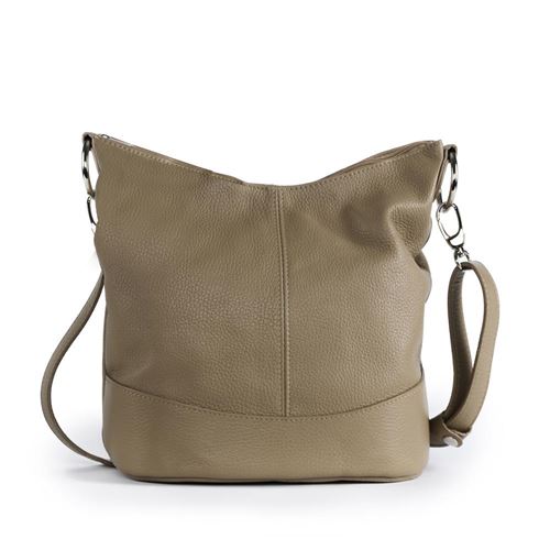 OH MY BAG Sac bandoulière Cuir porté épaule bandoulière et de travers Femmes en véritable cuir fabriqué en Italie - modèle BEAUBOURG Taupe clair