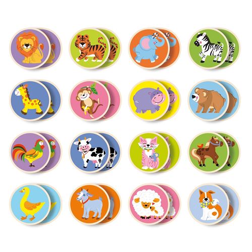 Viga Toys memory wood - animaux 32 pièces