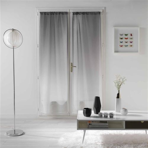 Paire droite passe tringle 2x70x200 cm voile sable imprime vitalia Anthracite